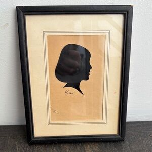 Vintage Silhouette, “Susan”, black wood frame, mat, 1967, 8.5x6.75”
